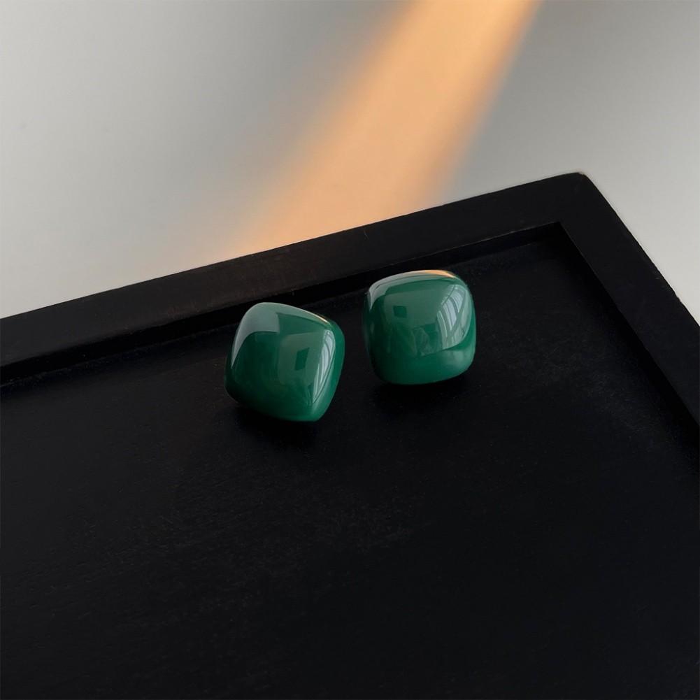 Для французского ретро-стиля Изумрудные циркониевые серьги Винтажные элегантные пусеты-подвески X