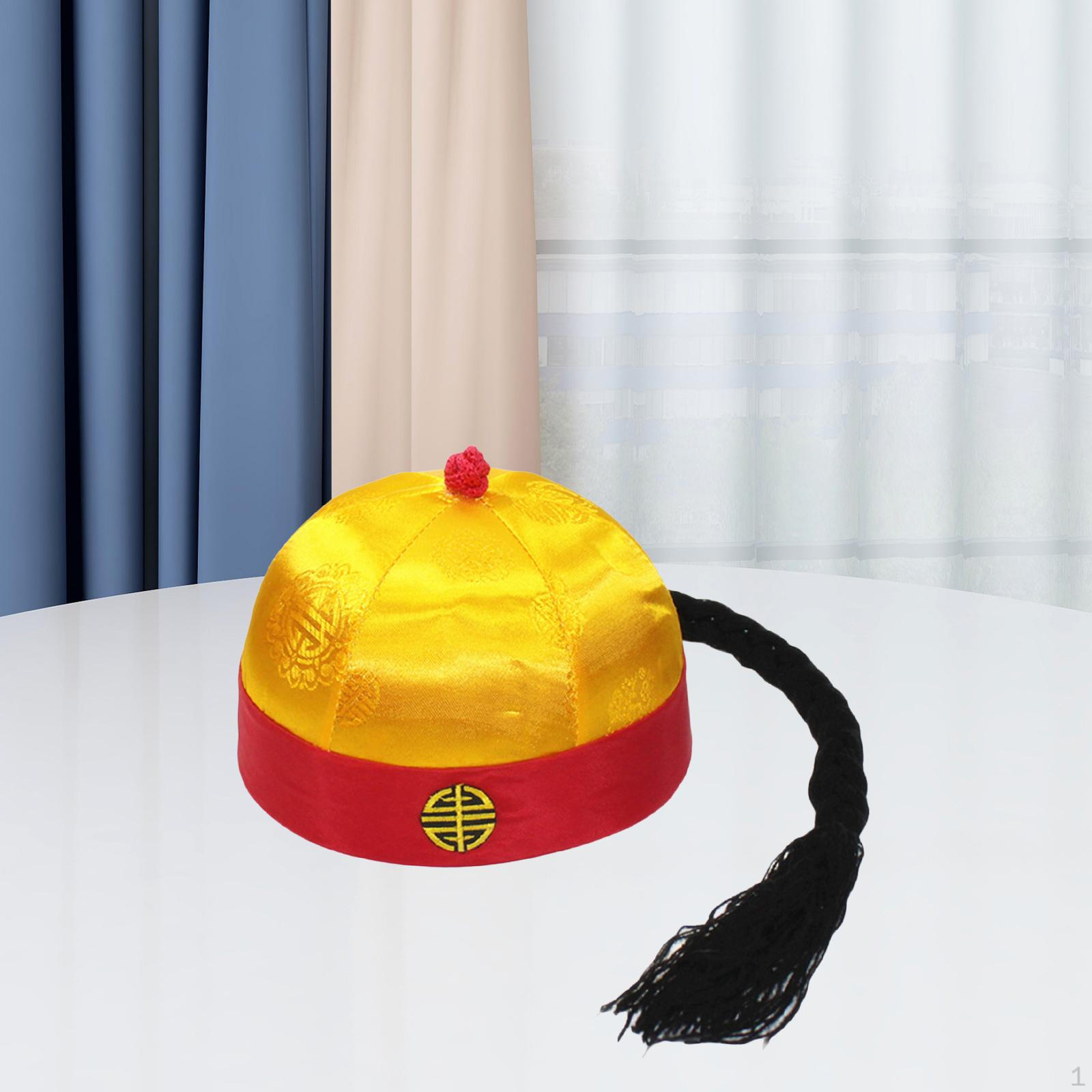 

Китайская восточная шляпа Император Древний мандарин Азиатская вечеринка Косплей Кепка с тесьмой для 56 to 57cm