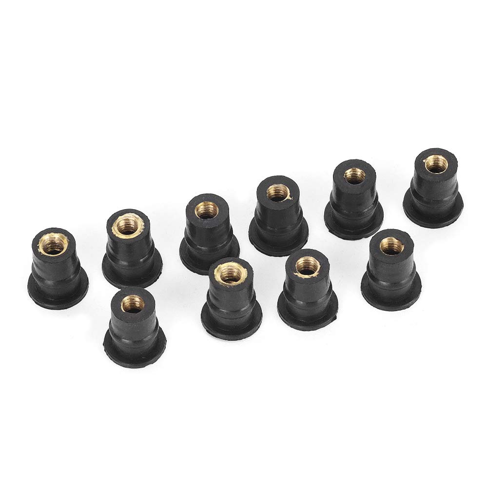 KIMISS 10Pcs Motorcycle Windshield Bolts Screws Kit 5mm/0.2in Rubber M5 Well Nuts Fairing Fasteners Powersports Parts for Motorcycle and ATV