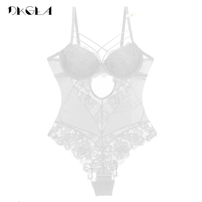 

DKGEA модное нижнее белье женский комбинезон с кружевной вышивкой сексуальное боди 85B белый