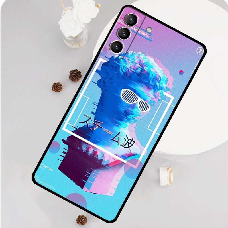 Great Wave Retro Cyber Statue Phone Case For Samsung Galaxy S26 S25 S24 S20 S21 S22 S23 Ultra S10 Plus S25 FE Funda Cover