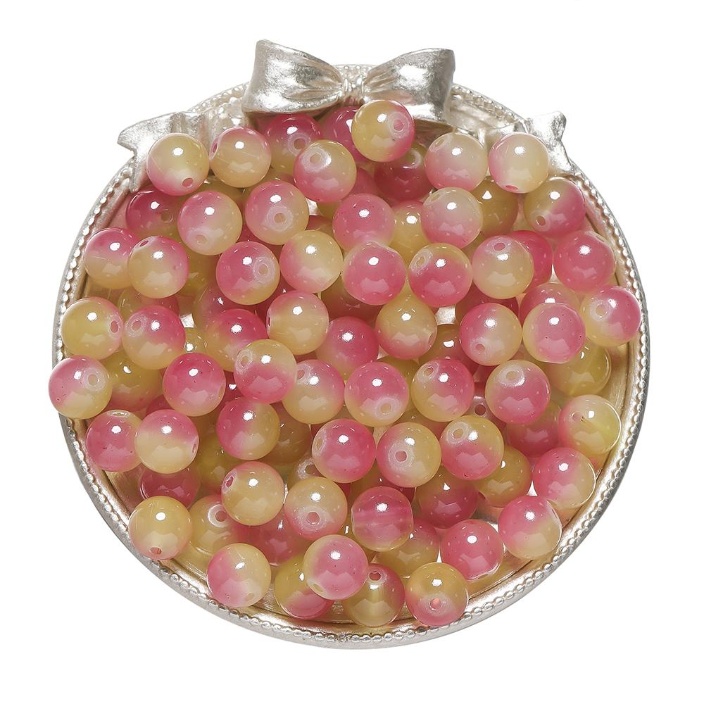 50pcs 8/10mm Double Color Jelly Result Round Glass Beads Loose Spacer Beads Pattern for Jewelry Making DIY Bracelet Necklace