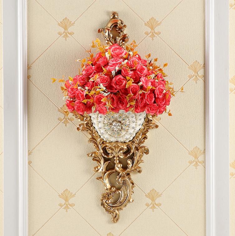 Luksusowe wiszące na ścianę wazony z żywicy z diamentami, doniczki na sztuczne kwiaty, rękodzieło, dekoracje na ścianę tła telewizora w salonie