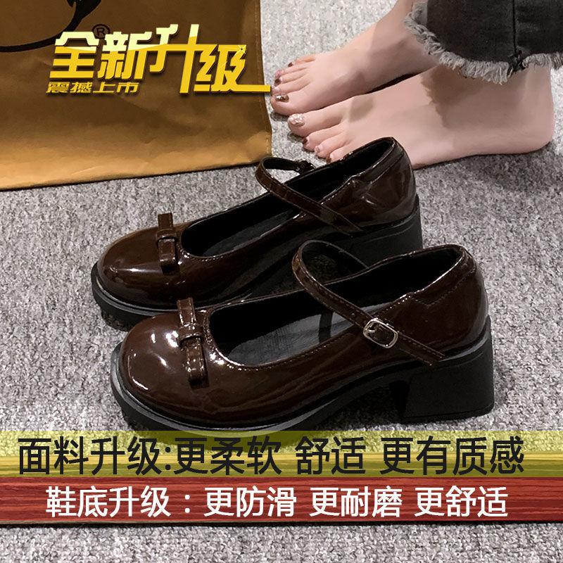 

Черный бант японские jk туфли на платформе маленькие кожаные туфли женские осень 2025 новые круглый носок французский толстый каблук туфли Мэри Джейн 40