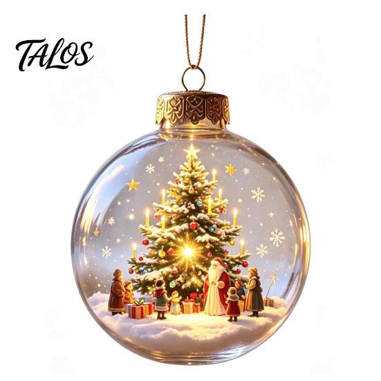 Garden Holiday Ornaments Glowing Christmas Story Ornament, Light-Up 3D Hanging Ball with Warm LED, Mini Decorative Spheres for Holidays Scene