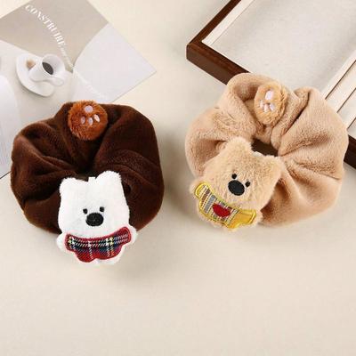 1pc Autumn and Winter Cute Cartoon Plush Bear Doll Large Intestine Hairband Headrope Sweet Hair Tie Headpiece