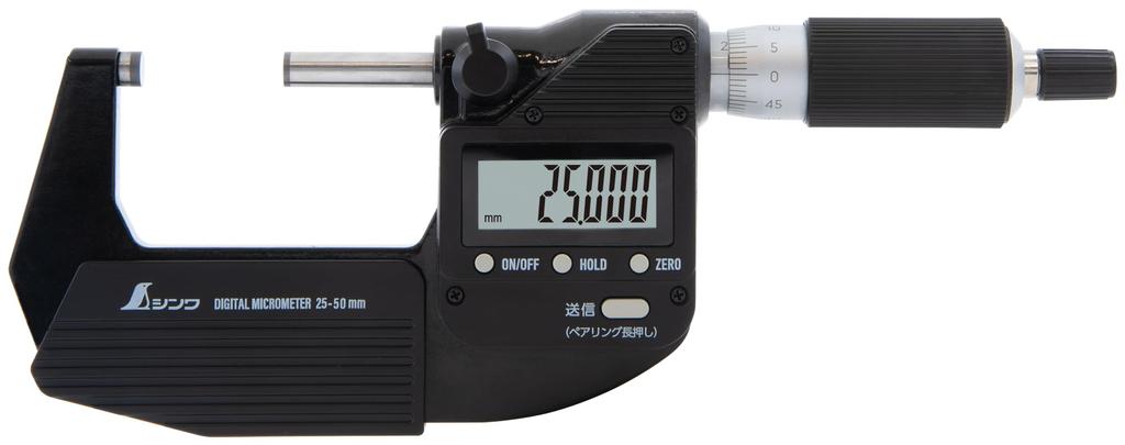 Shinwa Sokutei Digital Micrometer Dustproof and Waterproof with Transfer Function with JCSS Calibration Certificate 25-50mm (Product No. 19101)