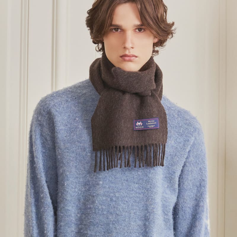 ABRAHAM MOON Merino Wool Muffler 25cm - Mocha