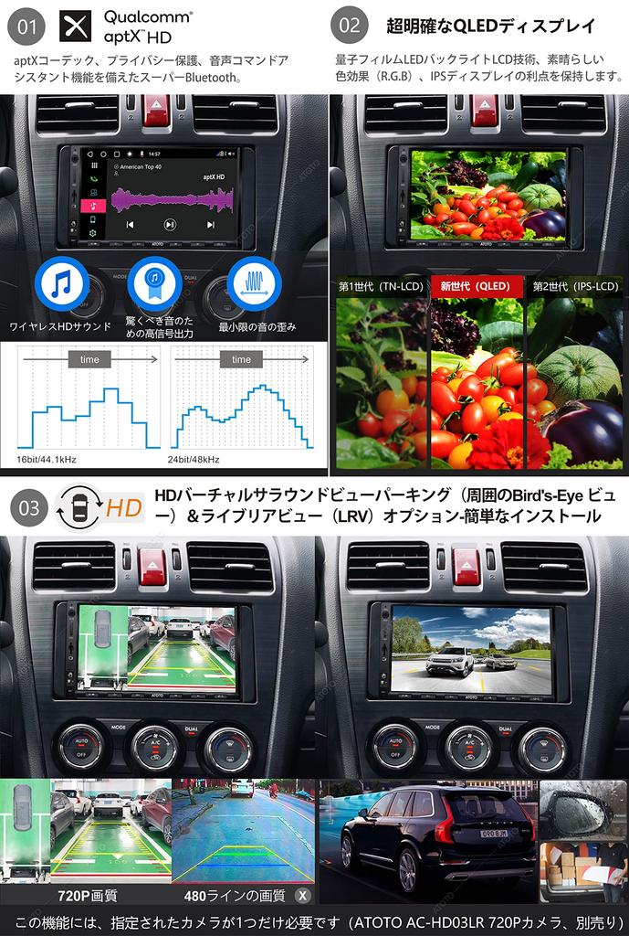 ATOTO S8 Car Navigation System Android Gesture aptX HD Dual Fast VSV Parking 512GB SD Card S8G2A78UL [S8 Ultra] - 7-inch QLED, Auto/Wireless CarPlay,