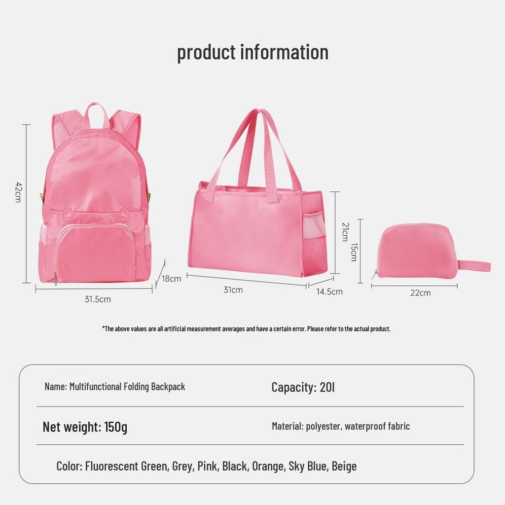 Leichter Faltbarer Rucksack für Wandern & Kurztrips - Doppelte Verwendung als Reise- oder Mama-Tasche