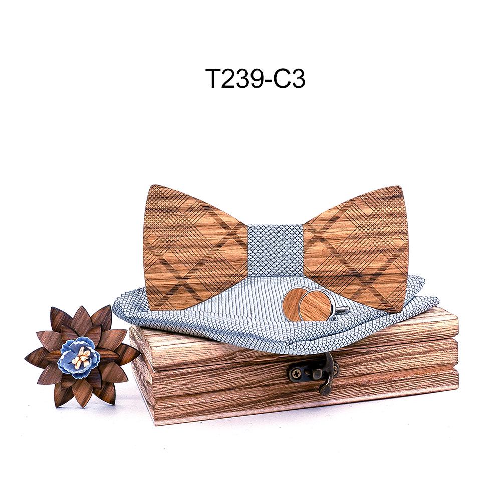 Holzfliege für Männer, Fliege mit Schmetterlingsknoten, Herren-Accessoires, Holzkrawatte, formeller kommerzieller Anzug, Hochzeitsset