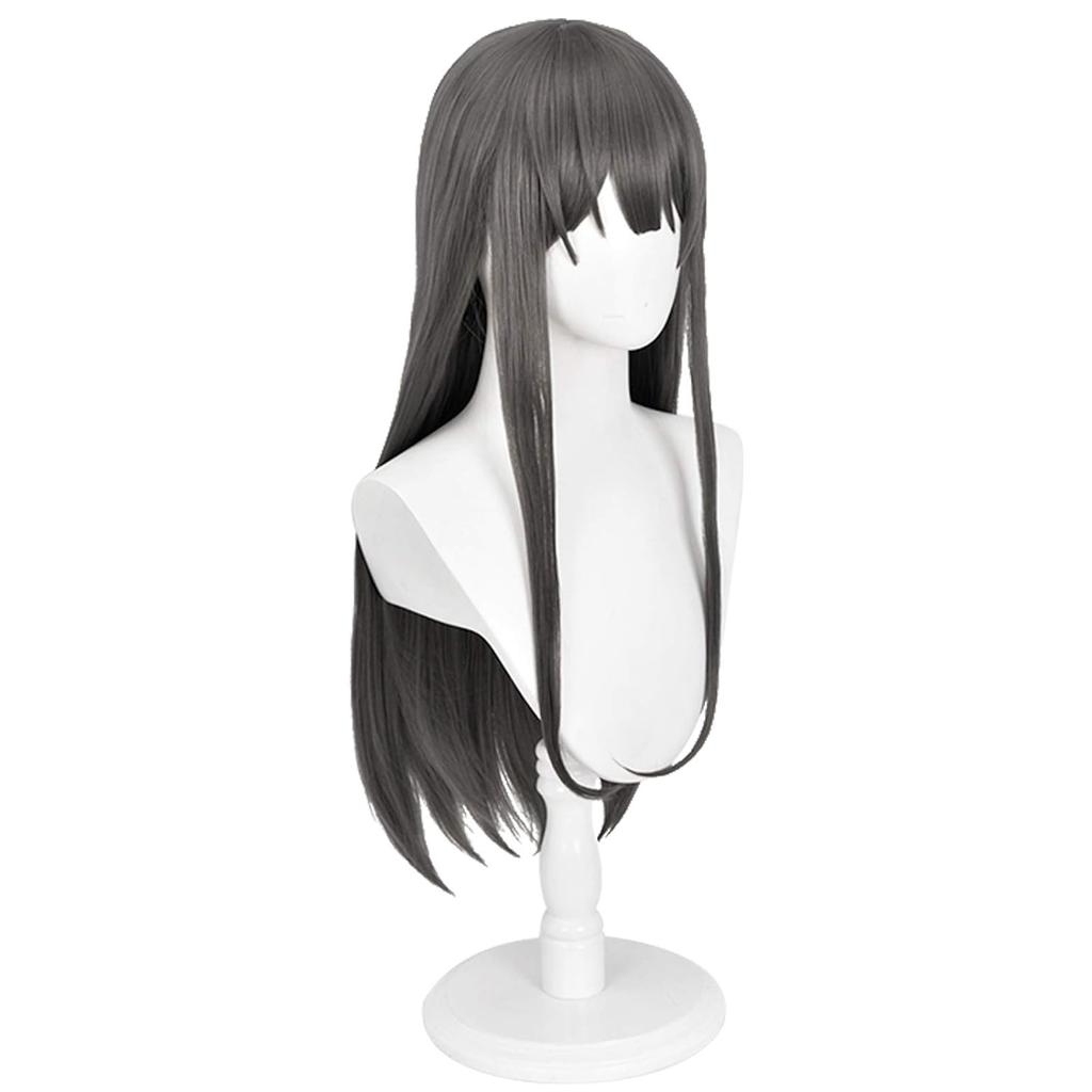 Parrucca Cosplay Anime Mai Sakurajima Lunga Grigio Scuro Parrucche Cosplay per Donne Ragazze Capelli Sintetici Resistenti al Calore