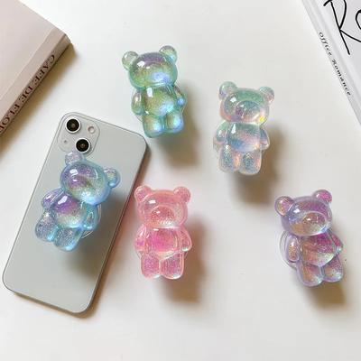 Korea Třpytivý medvídek Držák na mobilní telefon Grip Tok Držák pro iPhone Samsung Xiaomi Skládací do auta Skládací mobilní zásuvka Stojan
