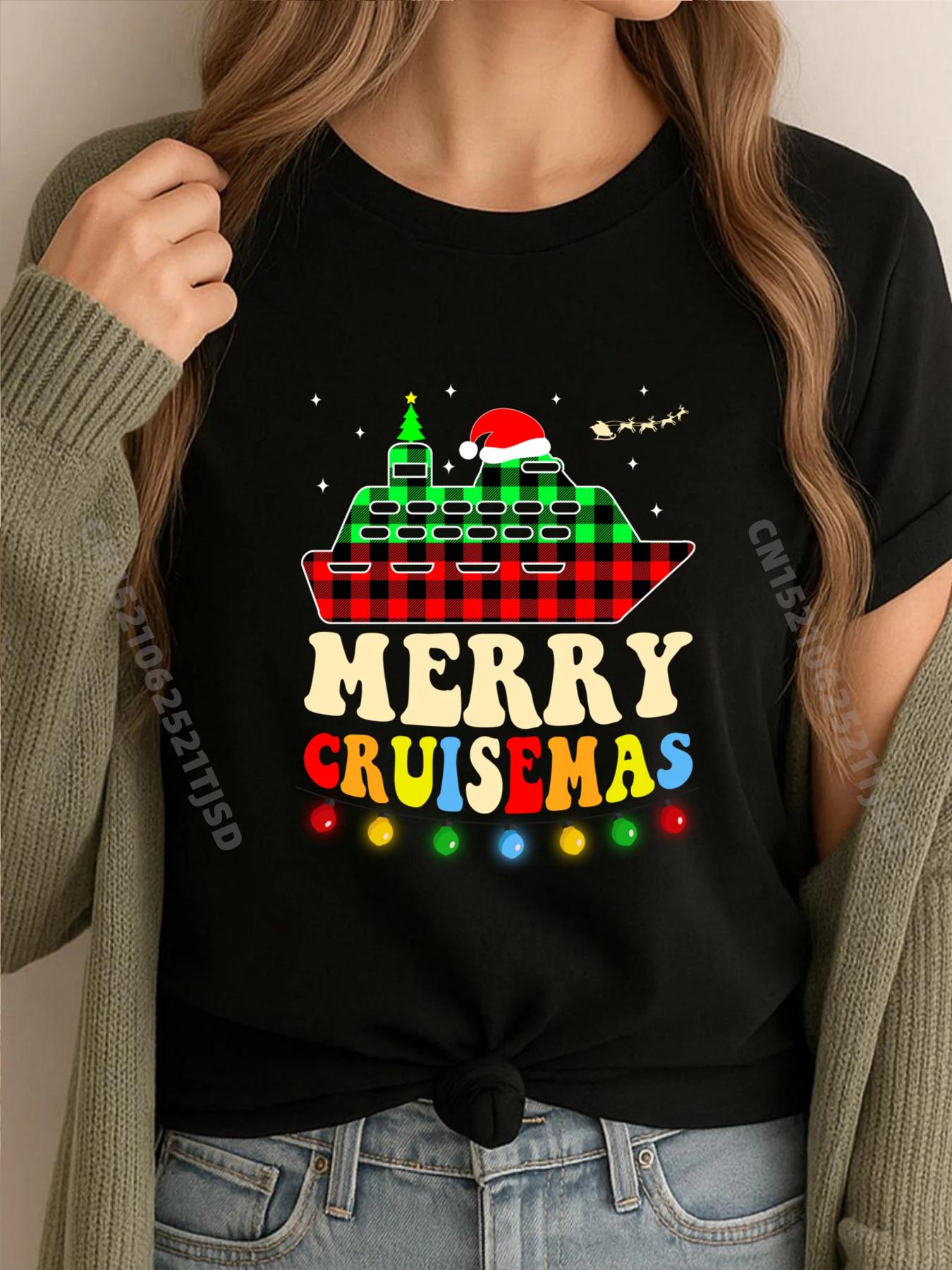 

Merry Cruisemas 2025 Christmas Santa Reindeer Cruise Vintage T Shirts Women Clothing Camisa Loose 4XL