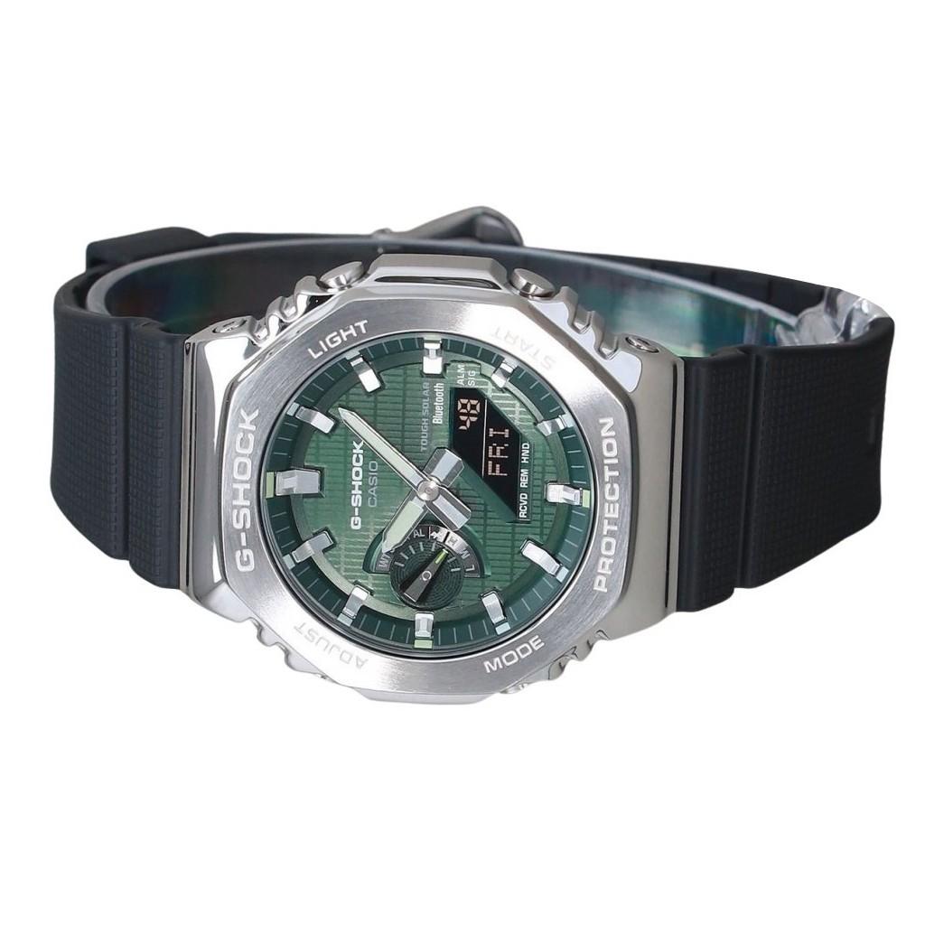 Casio G-Shock G-Steel Analog Digital Smartphone Link Resin Strap Green Dial Tough Solar GBM-2100A-1A3 200M Men's Watch