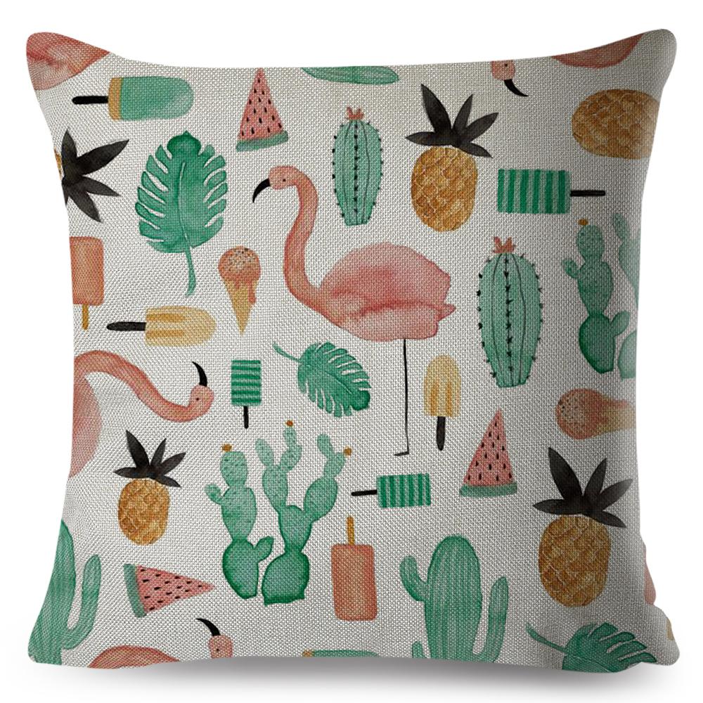 Scandinavian Style Cushion Cover Hand Drawn Cactus Floral Design Soft Square Pillow Gift Home Decor Xcm