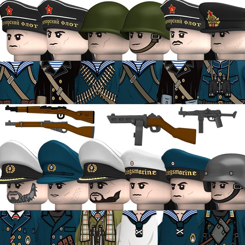 WW2 Military Navy Series Soldier Figures Building Blocks Navy Warrior Bricks Toys Gifts