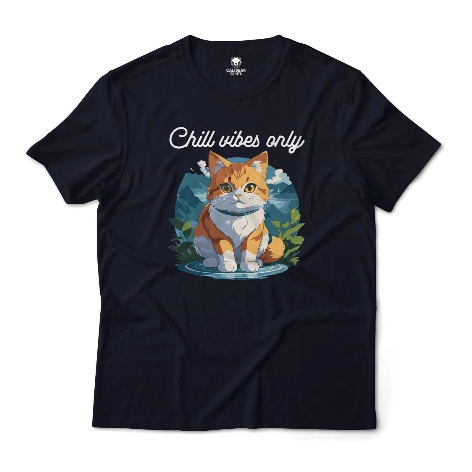 Chill Vibes Only Cat Aesthetic Graphic T-T-Shirt Unisex S
