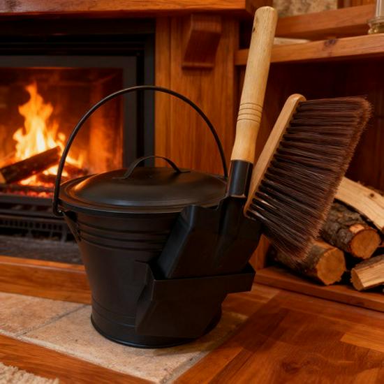 In Stock: New 3-Piece Fireplace Cleaning Set with Enhanced Thick Handle - Ash Shovel, Brush & Shovel - Customizable Label