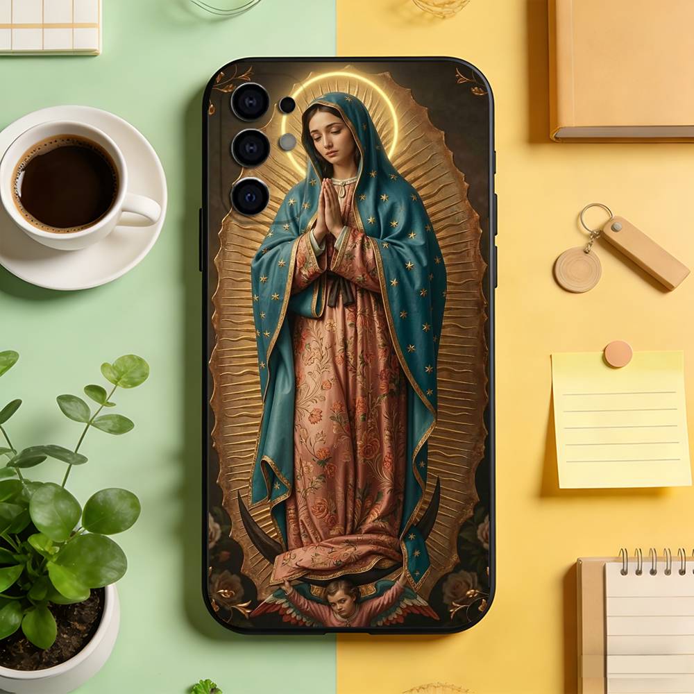 Virgen Mary Slim Black  Phone Case Black Silicone Soft For Samsung S25,S24,S21,S22,S23,S30,Ultra,S20,Plus,Fe,Lite Samsung S20plus5G