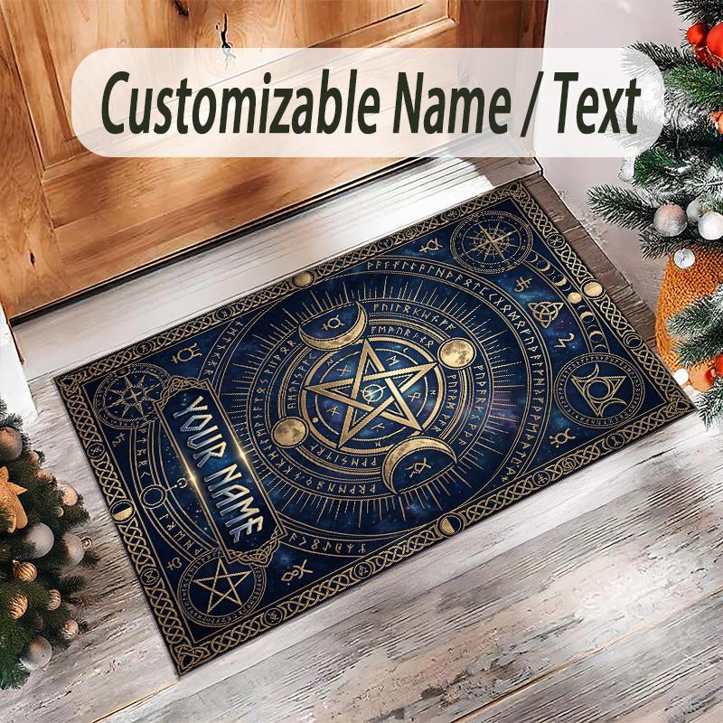Fantasy Magic Theme Crystal Velvet Rug Personalized Custom Name Text Soft Floor Mat Home Decor