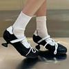 Fashion Designer Heeled Ballet Pumps Women Round Toe Cross Lace Up Strange Shoes Sporty Style Silver Brand Low Heeled Shoes