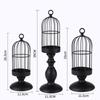 Černý kovový svícen Retro Bird Cage Svícen Jídelní stoly Středové díly Řemesla Svatební párty Domácí dekorace
