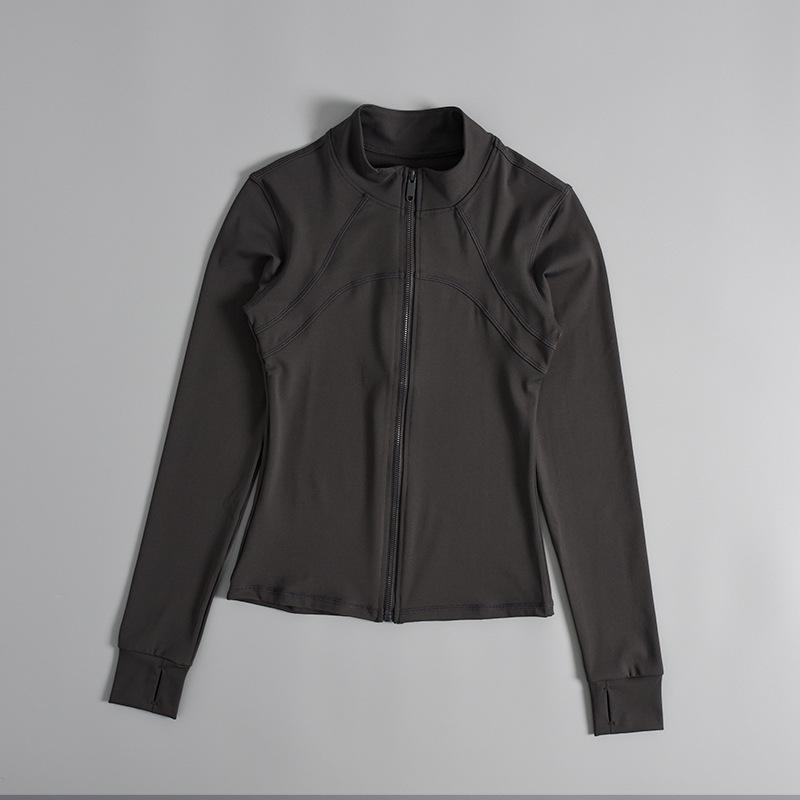 Women's High Collar Quick-Dry Yoga Jacket - Slim Fit, Non-Slip Zipper, Long Sleeve, Nude Feel Sportswear