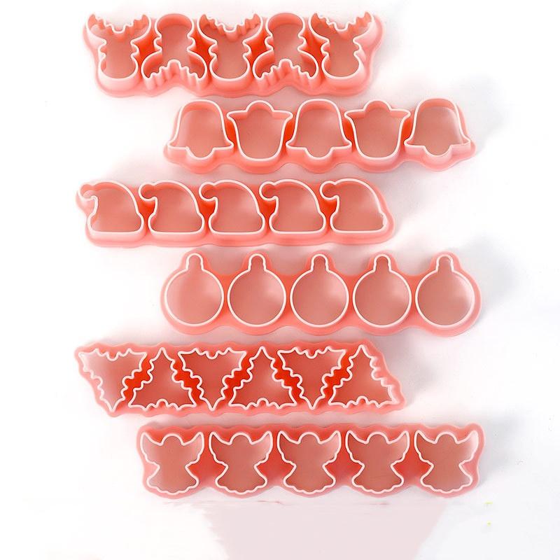 6Pcs 3D Christmas Cookie Cutters Biscuit Mold Gingerbread Man Cookie Mould Stamp Xmas  Year Party Decor Baking Tools