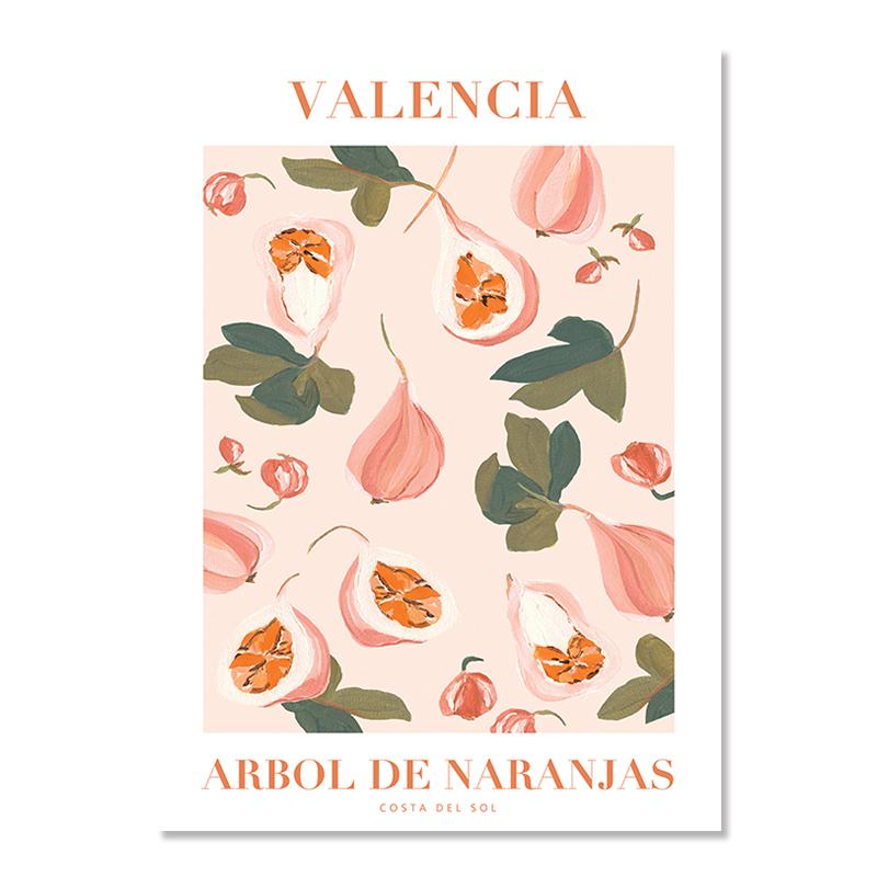 Abstrakte Zitronen-Blumen-Auge-Orange-Poster und Drucke, Vintage-Pflanzen-Wandkunst, Wandbilder für Wohnzimmer-Dekoration, Leinwandgemälde