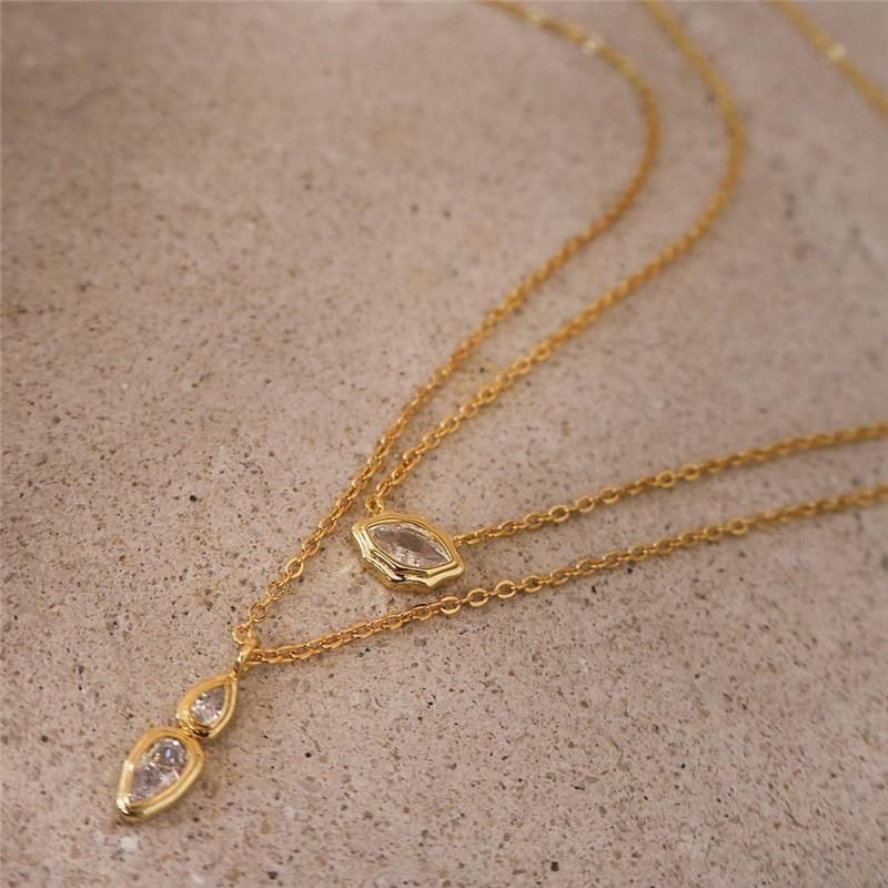 Zircon geometric tassel necklace niche personality collarbone chain fashion versatile design sense jewelry