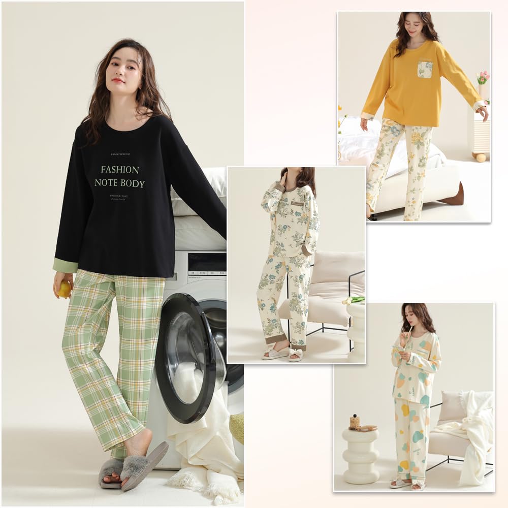 IDOHEMO and Sleepwear Cut and Sewn and Available In for and Winter Women's Pajamas, Loungewear, Set, 100% Cotton, T-Shirt, Moisture-Wicking,