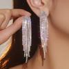 European and American Long Fringed Rhinestone Exaggerated Earrings, Earrings, Personalized Women's Earrings