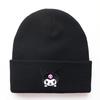 Men's and Women's Autumn and Winter Cartoon Knitted Hats with Kuromi Embroidery, Warm Beanie Hats for Students