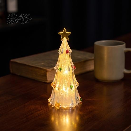 Creative Holiday Present LED Lighted Christmas Tree Tabletop Decoration, Battery Operated Xmas Night Light, Gift for Kids Ornament with Star