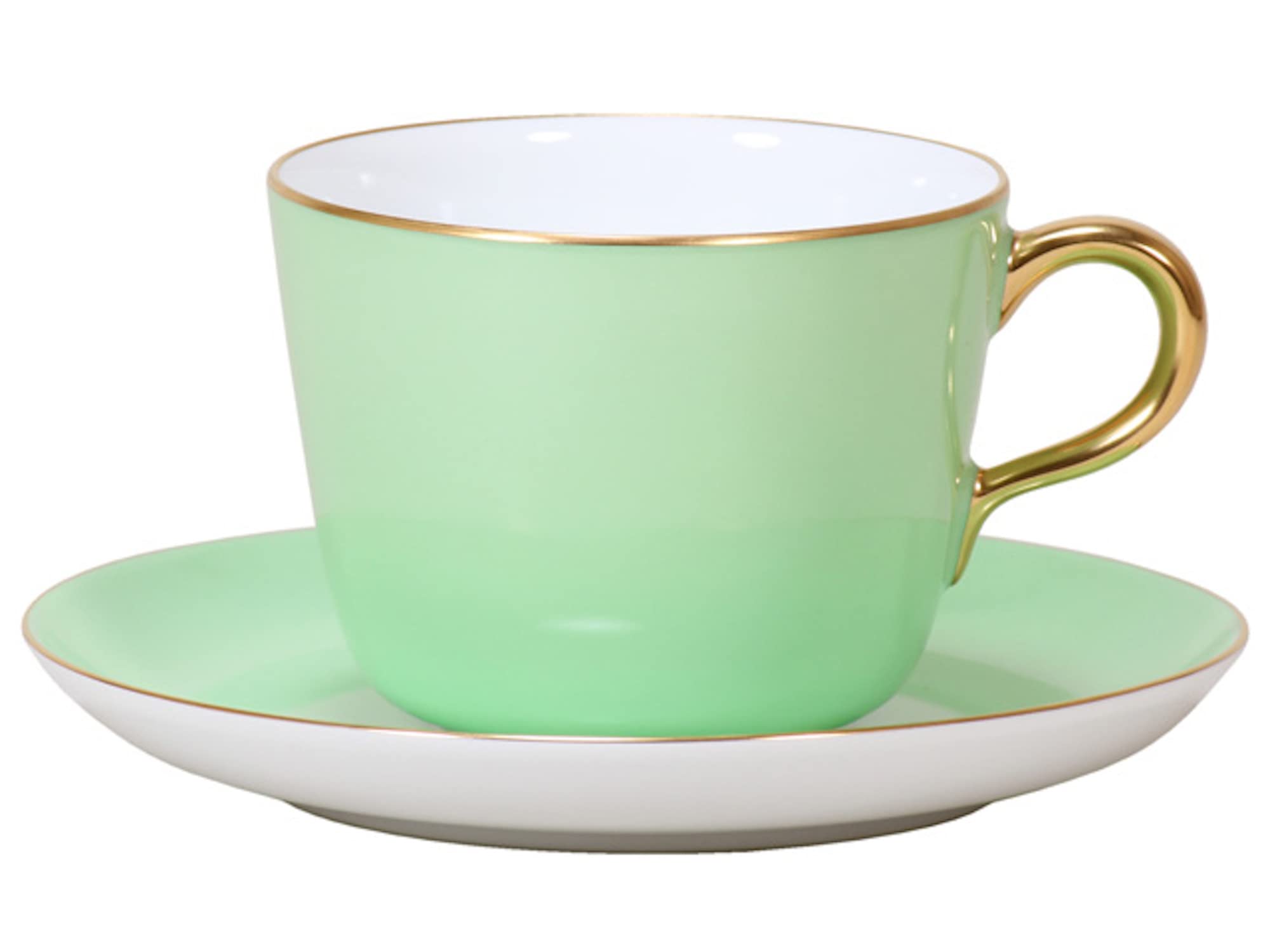 

Okura Touen Iromaki Morning Cup Light Premium Made in Perfect as a Gift or & Saucer, Green, 295cc, Teacup/Coffee Cup, Porcelain, Japan, Celebration,