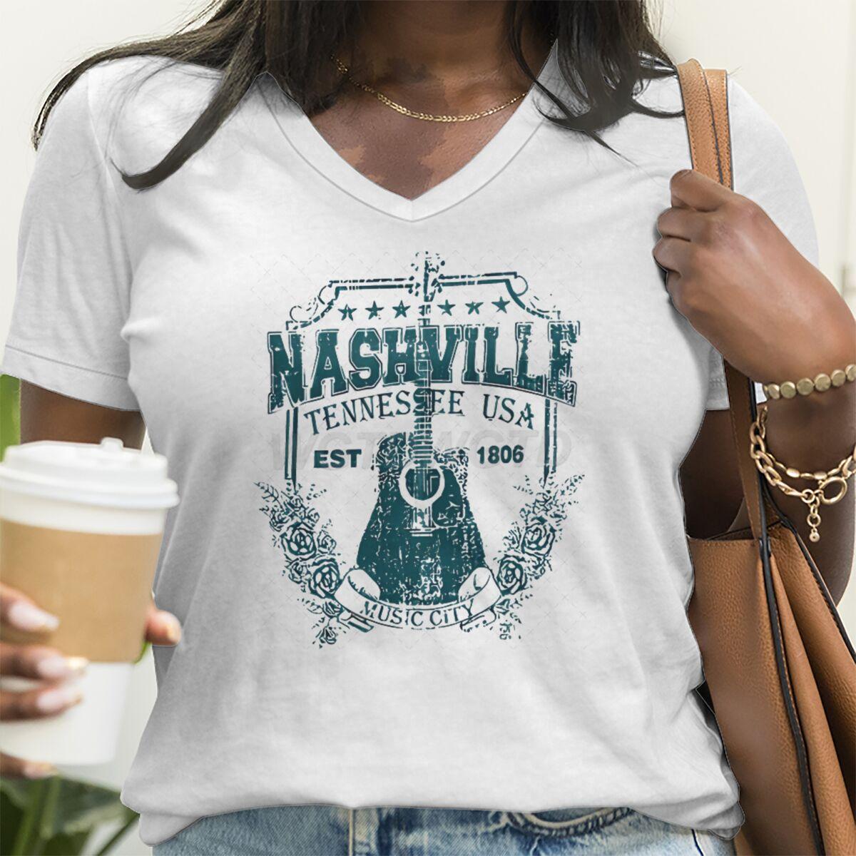 Music City Guitar Graphic T Shirts Women Vintage Country Top Music City & Star Design Clothes Country Music Lover Vintage Shirts XL