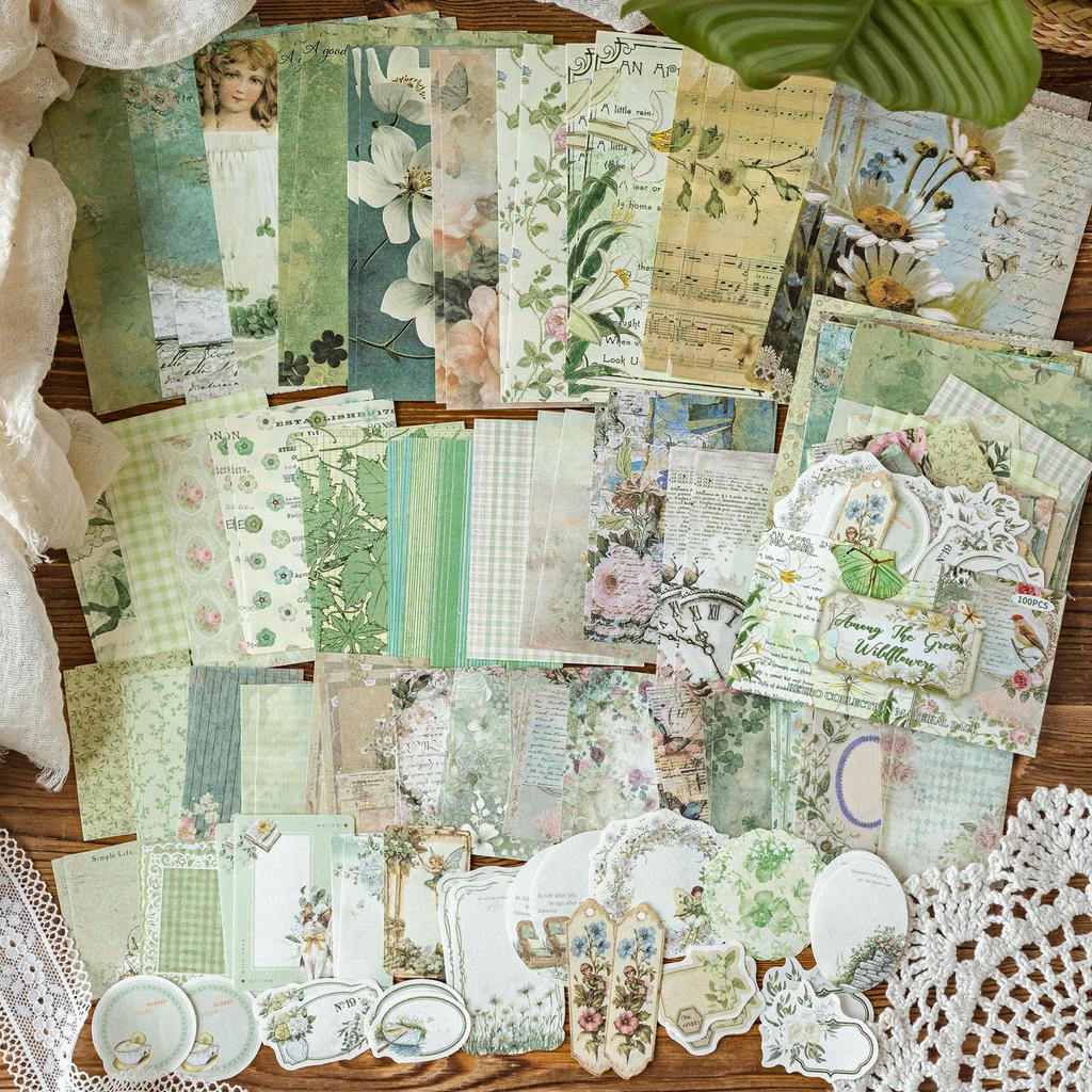 Vintage Decor Scrapbooking Materials Paper Combo Kit DIY Junk Journal Collage Photo Album Retro Background