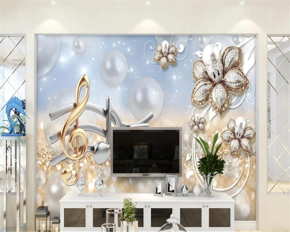 

Photo 3d Wall Mural Fashion Modern Simple Flowers Wall Mural Diamond Jewelry Backdrop 3d Wallpaper 200 cm(W) x 140 cm(H)