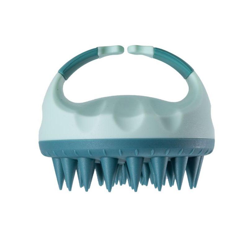 

Portable Silicone Shampoo Brush Handheld Round Soft Scalp Massage Hair Brush зелёный