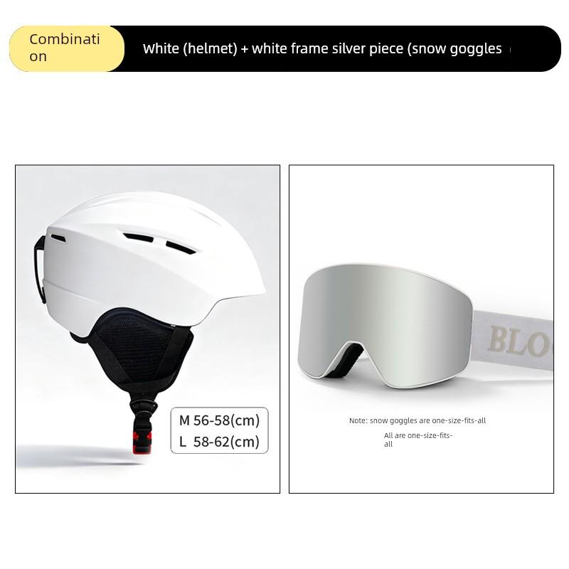 Small Brim Ski Helmet, Ski Goggles, Anti-Fog, Adult Model, Professional Anti-Impact, Breathable Ski Hat, Protective Gear for Men and Women
