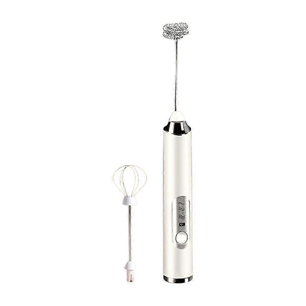 Multifunctional Electric Milk Frother Mini Handheld Egg Beater Coffee Frother White