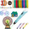 10 Colours X 5M PLA Filament 3D Printing Pen Set Doodle Printer Drawing Gift For Kids - Available In Four Colors