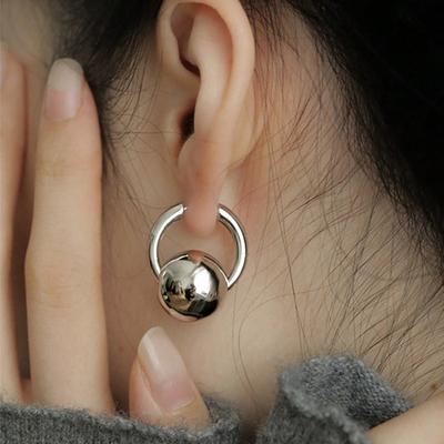 Stainless Steel Hoop Earrings with Smooth Ccb Ball-Tipped for Women, Unique Design, High-End Fashion and Versatile