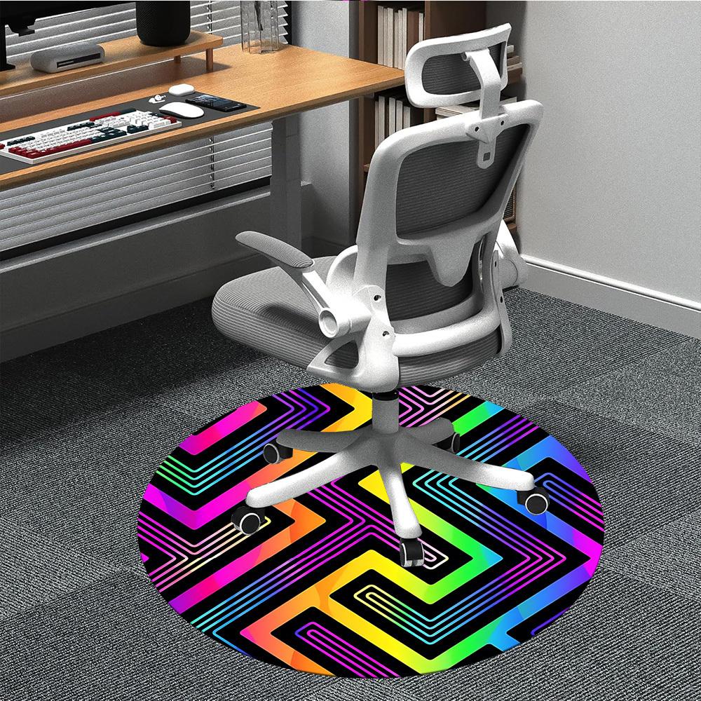 

1pc Neon Maze Pattern Carpet, Round Non Slip Durable Large Size Office Carpet, Suitable for Office 80cm