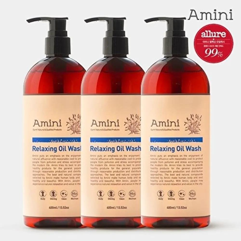 Amini Relaxing Oil Body Wash Baby Powder Scent 400ml 3 Pieces
