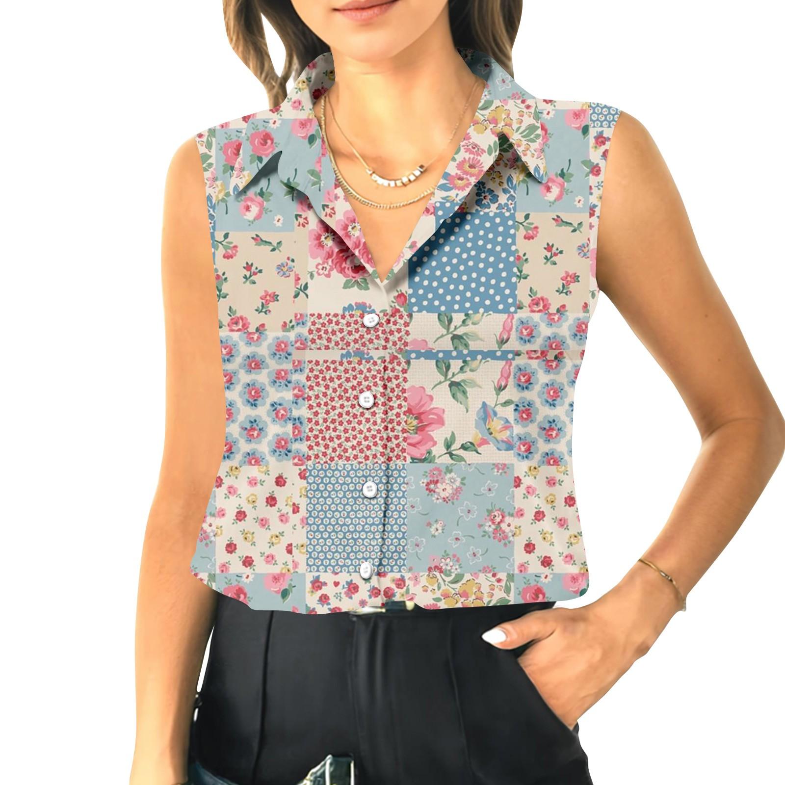 

Женский летний свободный топ без рукавов с воротником-стойкой XXXL