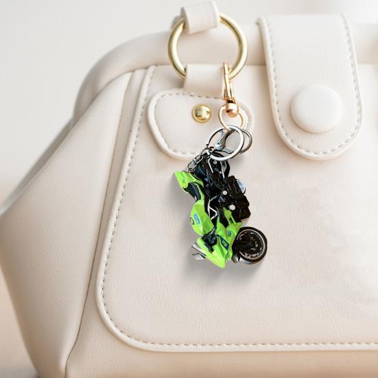 Motorcycle Cartoon Keychain Pendant with Double-Ring Hook Anti-Detachable Design Decompression Tool Keychain Accessory