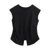 Chuyu Women's Wide Shoulder Front Slit Short Sleeve T-Shirt