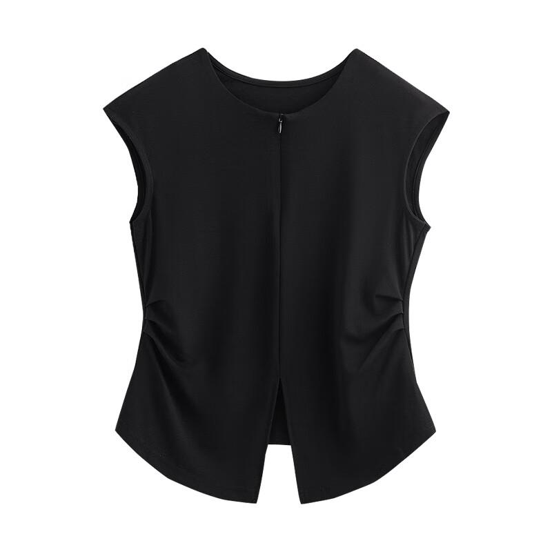 Chuyu Women's Wide Shoulder Front Slit Short Sleeve T-Shirt